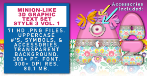 Minion-like Graphic Text Set Vol 3
